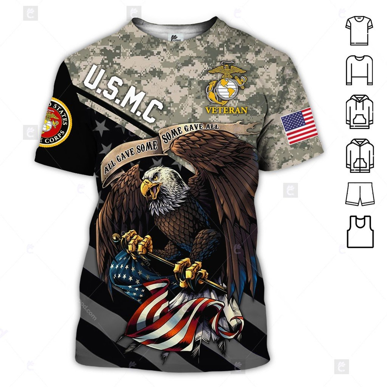US Marines USMC Eagle Graphic Long Sleeve Officially Licensed T Shirt 