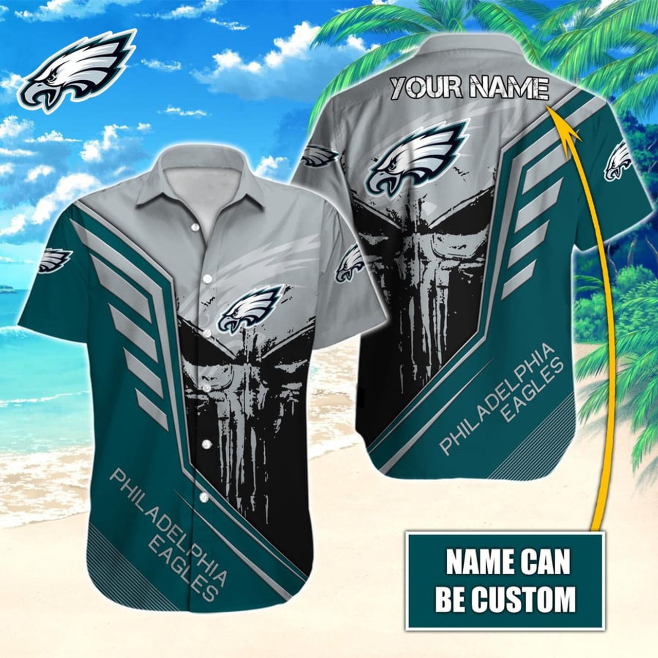 **(NFL.PHILADELPHIA-EAGLES TEAM BUTTON FRONT DRESS SHIRTS/CUSTOM-3D-EAGLES-OFFICIAL-LOGOS & OFFICIAL-CLASSIC-EAGLES-TEAM-COLORS/ADD-YOUR-OWN-PERSONALIZED-NAME-OR-SPECIAL-CUSTOM-TEXT-BACK-DESIGN/PREMIUM-N.F.L.EAGLES-GAME-DAY-TEAM-DRESS-SHIRTS)**