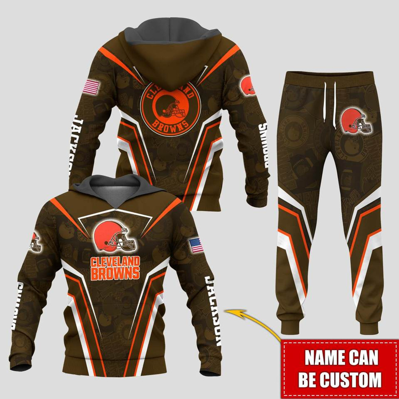 **(N.F.L.CLEVELAND-BROWNS-TEAM-PULLOVER-HOODIES & TEAM-SWEATPANTS-SET/OFFICIAL-CUSTOM-BROWNS-TEAM-LOGOS & OFFICIAL-BROWNS-TEAM-COLORS/ADD-YOUR-OWN-PERSONALIZED-NAME-OR-CUSTOMIZED-TEXT/WARM-PREMIUM-N.F.L.BROWNS-TEAM-COMBO-SET)**