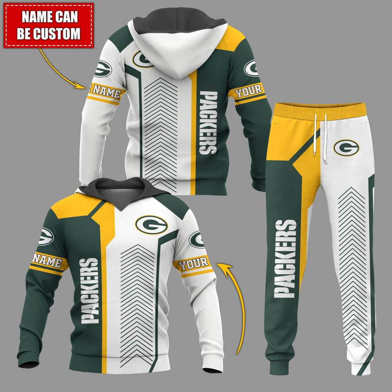 **(N.F.L.GREEN-BAY-PACKERS-TEAM-PULLOVER-HOODIES & TEAM-SWEATPANTS-SET/OFFICIAL-CUSTOM-PACKERS-TEAM-LOGOS & OFFICIAL-PACKERS-TEAM-COLORS/ADD-YOUR-OWN-PERSONALIZED-NAME-OR-CUSTOMIZED-TEXT/WARM-PREMIUM-N.F.L.PACKERS-TEAM-COMBO-SET)**