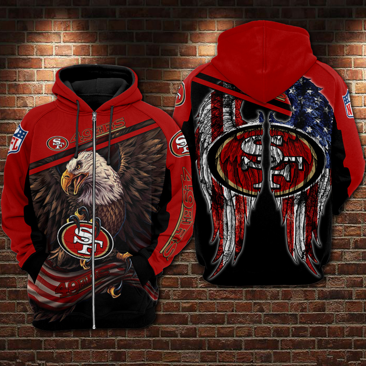 49ers zipper hoodie