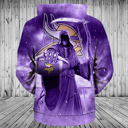 ZXTXGG Männer 3D Hoodies Minnesota Vikings Football Team Uniform Muster Digitaldruck Kapuzenpullis Liebhaber Kapuzenpullis