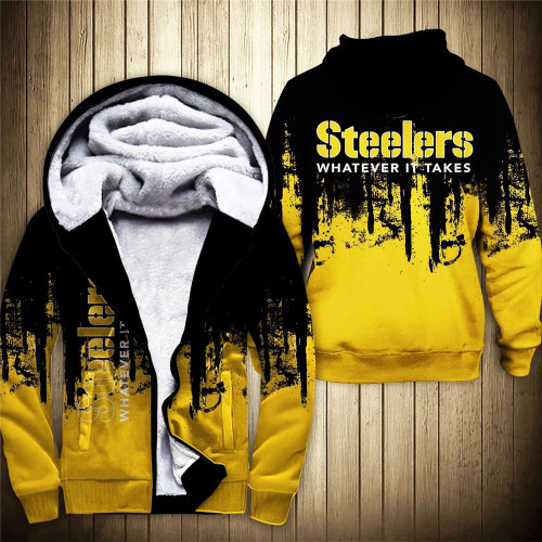 **(OFFICIAL-N.F.L.PITTSBURGH-STEELERS-FLEECE-ZIPPERED-HOODIES & WHATEVER-IT-TAKES/OFFICIAL-STEELERS-TEAM-LOGOS & OFFICIAL-CLASSIC-TEAM-COLORS/CUSTOM-3D-GRAPHIC-PRINTED-DOUBLE-SIDED-ALL-OVER-DESIGN/PREMIUM-FLEECE-LINED-STEELERS-TEAM-ZIP-UP-HOODIES)**