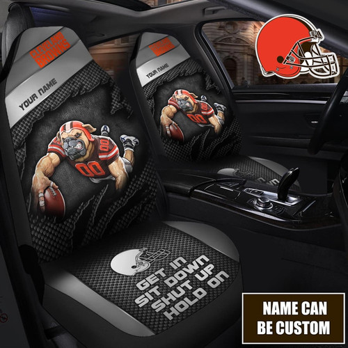  NFL.CLEVELAND BROWNS-TEAM-CLASSIC-LOGOS-CAR-SEAT-PREMIUM-COVERS/ADD-YOUR-OWN-CUSTOM-PERSONALIZED-NAME-OR-SPECIAL-CUSTOM-TEXT-ON BOTH-SEAT-COVERS/BIG-CUSTOM-GRAPHIC-3D-PRINTED-NFL.BROWNS-TEAM-DESIGN-DOUBLE-CAR-SEAT-COVERS!!