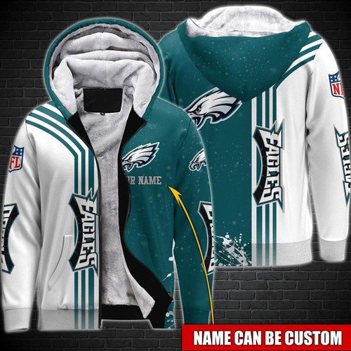 N.F.L.PHILADELPHIA-EAGLES-FLEECE-ZIPPERED-HOODIES/ADD-YOUR-OWN-PERSONALIZED-NAME-OR-CUSTOM-TEXT/OFFICIAL-TEAM-LOGOS & OFFICIAL-TEAM-COLORS/CUSTOM-GRAPHIC-3D-PRINTED-DOUBLE-SIDED-ALL-OVER-TEAM-DESIGN/WARM-PREMIUM-EAGLES-TEAM-FLEECE-HOODIES