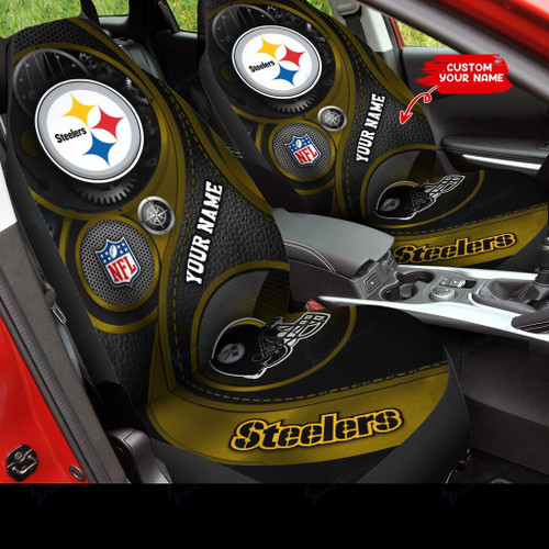 NFL.PITTSBURGH-STEELERS-TEAM-CLASSIC-LOGOS-CAR-SEAT-PREMIUM-COVERS/ADD-YOUR-OWN-CUSTOM-PERSONALIZED-NAME-OR-SPECIAL-CUSTOM-TEXT-ON BOTH-SEAT-COVERS/BIG-CUSTOM-GRAPHIC-3D-PRINTED-NFL.STEELERS-TEAM-DESIGN-DOUBLE-CAR-SEAT-COVERS...