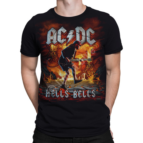 **(OFFICIALLY-LICENSED-A.C./D.C. HELLS-BELLS,FEATURING-GUITARIST-ANGUS-YOUNG & FLAMING-ROCK-GUITAR-SOLO-TEES,NICE-CUSTOM-GRAPHIC-PRINTED/PREMIUM-CONCERT-TEE-SHIRTS)**