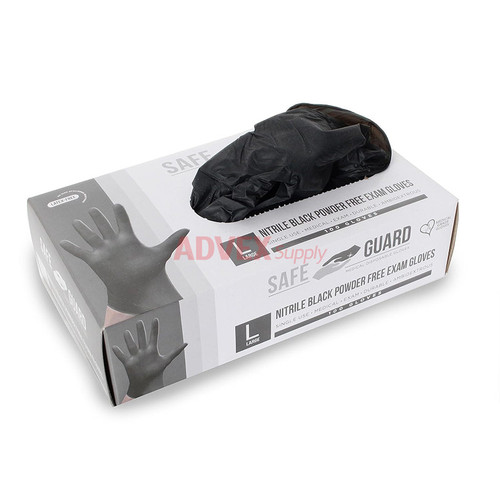 Safe Guard Powder Free Nitrile Gloves 6 Mil Black - 100ct