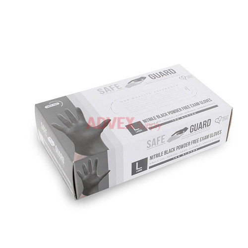 Safe Guard Powder Free Nitrile Gloves 6 Mil Black - 100ct