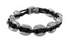 Black Leather And Chrome Marine Link Bracelet 7 Inch Main image