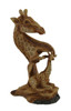 Carved Wood Look Mother Giraffe and Calf Tabletop Statue Main image