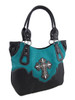 Rhinestone Filigree Cross Oversize Textured Vinyl Shoulder Bag Main image
