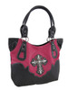 Rhinestone Filigree Cross Oversize Textured Vinyl Shoulder Bag Main image