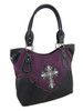 Rhinestone Filigree Cross Oversize Textured Vinyl Shoulder Bag Main image