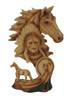 Western Horse and Native American Chief Carved Wood Look Bust Statue Main image