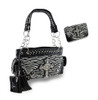 Flocked Zebra Stripe Filigree Rhinestone Cross Studded Purse/Wallet Set Main image