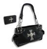 Black Embossed Paisley Rhinestone Cross Concealed Carry Purse and Wallet Main image