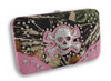 Studded Rhinestone Skull Forest Camo Flat Wallet with Croc Trim Main image