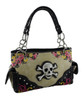 Western Ice Rhinestone Skull Embroidered Trim Studded Concealed Carry Purse Main image