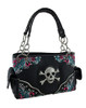 Western Ice Rhinestone Skull Embroidered Trim Studded Concealed Carry Purse Main image
