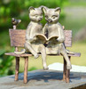 SPI Aluminum Reading Cats on Bench Garden Statue Additional image