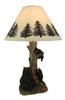 Playful Black Bears Climbing Pine Tree Rustic Table Lamp with Nightlight Base Main image