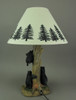 Playful Black Bears Climbing Pine Tree Rustic Table Lamp with Nightlight Base Additional image