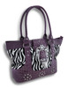 Glossy Zebra Shoulder Handbag with Rhinestone Buckle and Croc Trim Main image