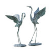 Exalted Crane Verdigris Finish Pair of Aluminum Statues Main image