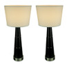 Modern Black Tapered Table Lamp With Power Outlets Set of 2 Main image