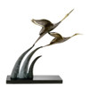 Airborne Cranes Brass and Marble Statue 15 Inch Main image