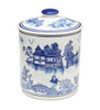 8 1/4 Inch Tall Blue And White Oriental Design Round Jar With Lid Main image