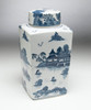 AA Importing 59745 12 Inch Blue & White Square Jar Main image