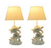 Mosaic Swimming Sea Turtles Coastal Sea Life Table Lamp Set of 2 Main image