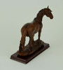 Brown Feathered Foot Standing Horse Statue On Wood Base Additional image