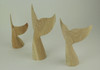 Hand Carved Wood Whale Tail Sculptures Coastal Decor Set of 3 Additional image