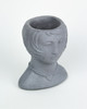 Set of 2 Roaring 20's Flapper Lady Gray Concrete Head Mini Planter 6 Inches Tall Main image