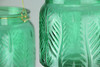 Set of 3 Leaf Textured Green Glass Tealight Candle Lanterns with Wire Handles Additional image