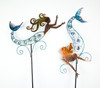 Colorful Metal Swimming Mermaid Garden Stake Set of 2 With Faceted Bead Accents Additional image