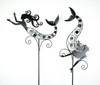 Colorful Metal Swimming Mermaid Garden Stake Set of 2 With Faceted Bead Accents Additional image