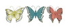 Set of 3 Distressed Finish Metal Butterfly Wall Hangings Galvanized Zinc Accents Main image