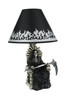 Shadow of Judgement Grim Reaper on Throne Table Lamp and Fabric Flame Shade Main image