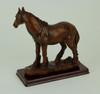 Brown Feathered Foot Standing Horse Statue On Wood Base Additional image