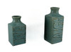 Set of 2 Green Crackle Finish Laugh and Live Porcelain Vases Main image