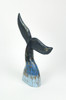 Coastal Blue Carved Wooden Whale Tail Tabletop Statue Additional image