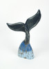 Coastal Blue Carved Wooden Whale Tail Tabletop Statue Additional image