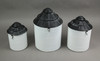 Set of 3 Black and White Vintage Farmhouse Tin Silo Canisters Additional image