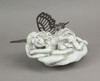 Antiqued White Sleeping Fairy Indoor / Outdoor Statue With Rustic Metal Wings Additional image