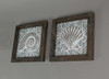 Set of 2 Wood Framed Stamped Metal Coastal Seashell Wall Hangings Additional image