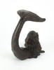 Rustic Brown Cast Iron Curled Tail Mermaid Statue / Doorstop 7.25 Inches Long Additional image